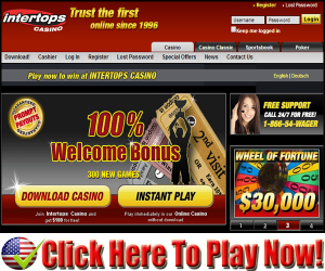 InterTops Red Casino : $100 Free Deposit Match Bonus
